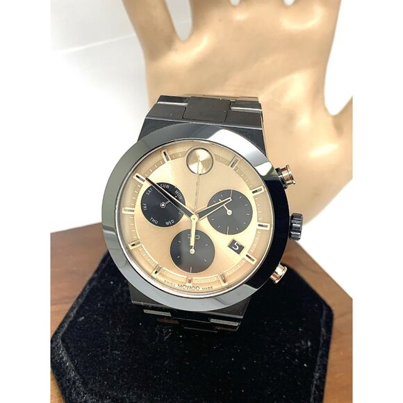 Movado Men's Watch 3600897 Bold Swiss Quartz Chronograph Black Steel 44.5mm - Picture 1 of 14